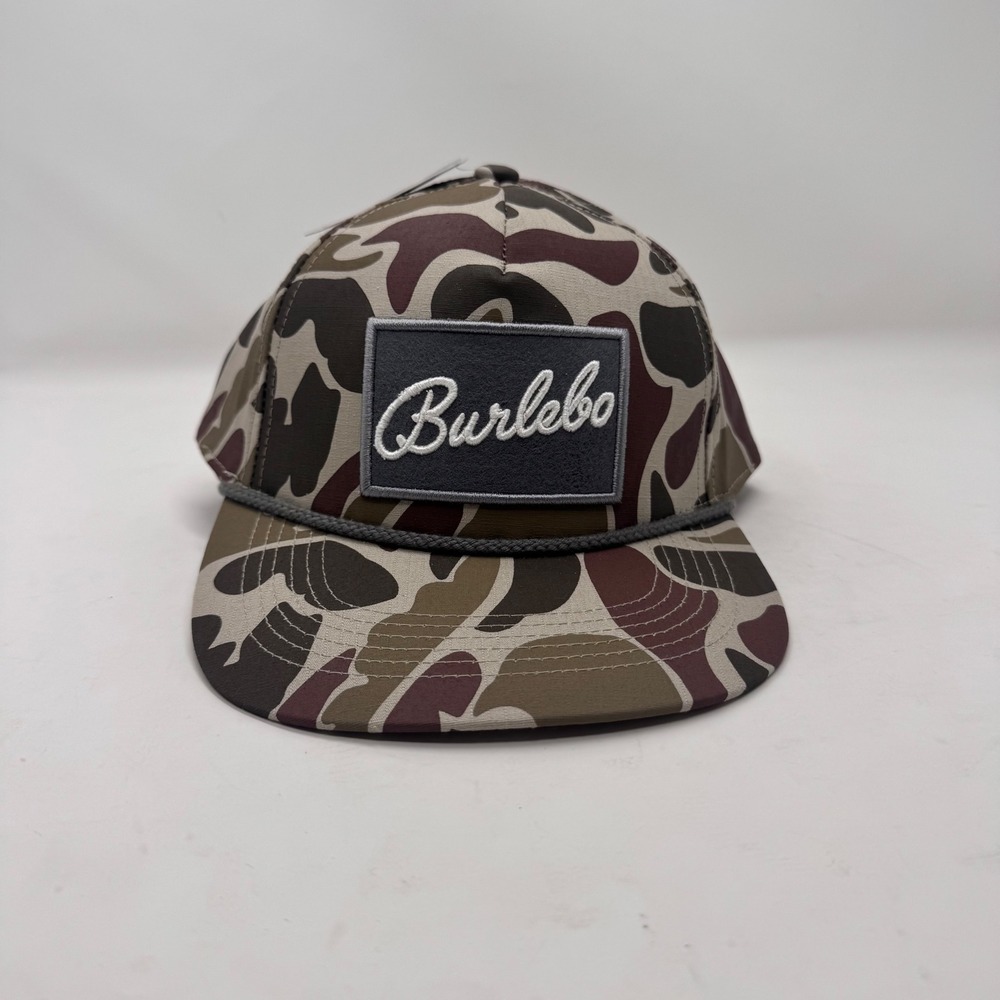 Burlebo Retro Duck Camo Rope Snapback Hat Brown Green Camouflage Patch Cap NEW